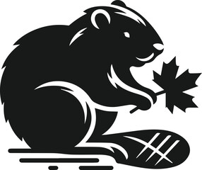 Beaver playing with a fallen leaf vector
