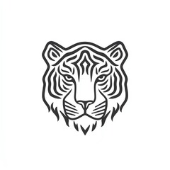 Majestic Tiger Head Line Art Elegantminimalistdesignfeaturingastripedtigerheadagainstaplainwhitebackground