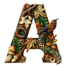 Letters A, Alphabet Made texture of an animal isolated on a transparent background