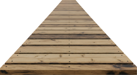 wooden walkway planks perspective isolated on transparent background,