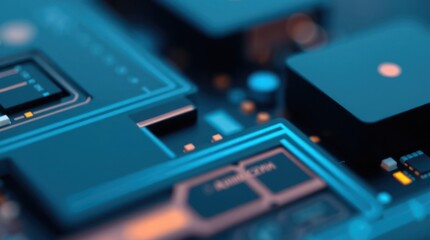 Circuit board detail, glowing, technology, abstract, background, digital, design, futuristic