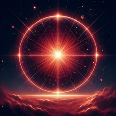 Fototapeta premium A captivating image of a reddish night sky featuring the brightest star shining brilliantly against a vivid, deep-toned background