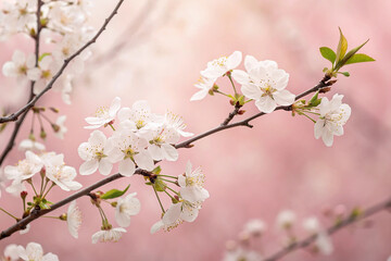 Obraz premium Flower background, white flowers on a pink background.