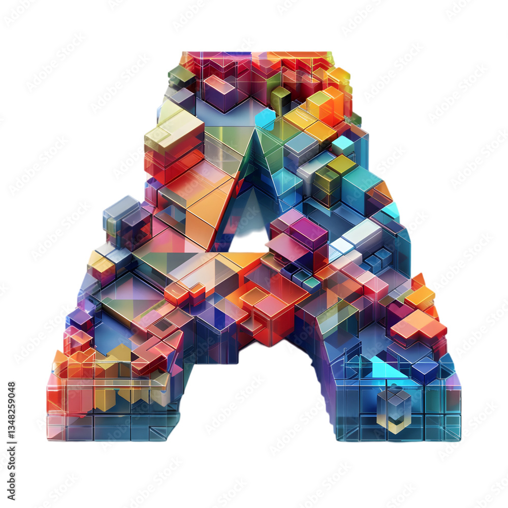 Fototapete letters a, alphabet made 3d designing an isometric perspective, making them appear like blocks or st