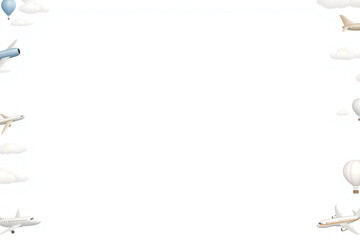 white background with a bunch of airplanes flying in the sky