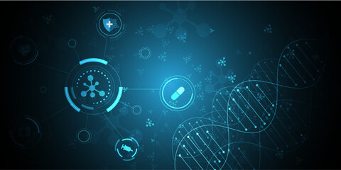 Medical technology, science concept and health care background