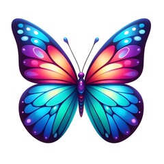 A simple yet striking image of a butterfly with radiant, vibrant colors displayed against a clean white background