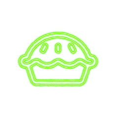 Icon pie from the flow of energy of green color. Shimmering neon