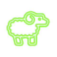 Icon ram from the flow of energy of green color. Shimmering neon