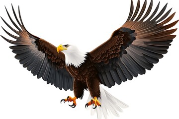 Obraz premium Majestic Eagle in Flight against White Background. Possible use Educational, Inspirational, Nature
