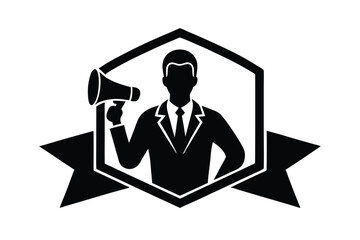 Businessman Announcing Promotion, Marketing, Advertisement, Public Speaking, Leadership