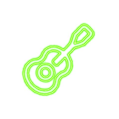 Naklejka premium Icon guitar from the flow of energy of green color. Shimmering neon
