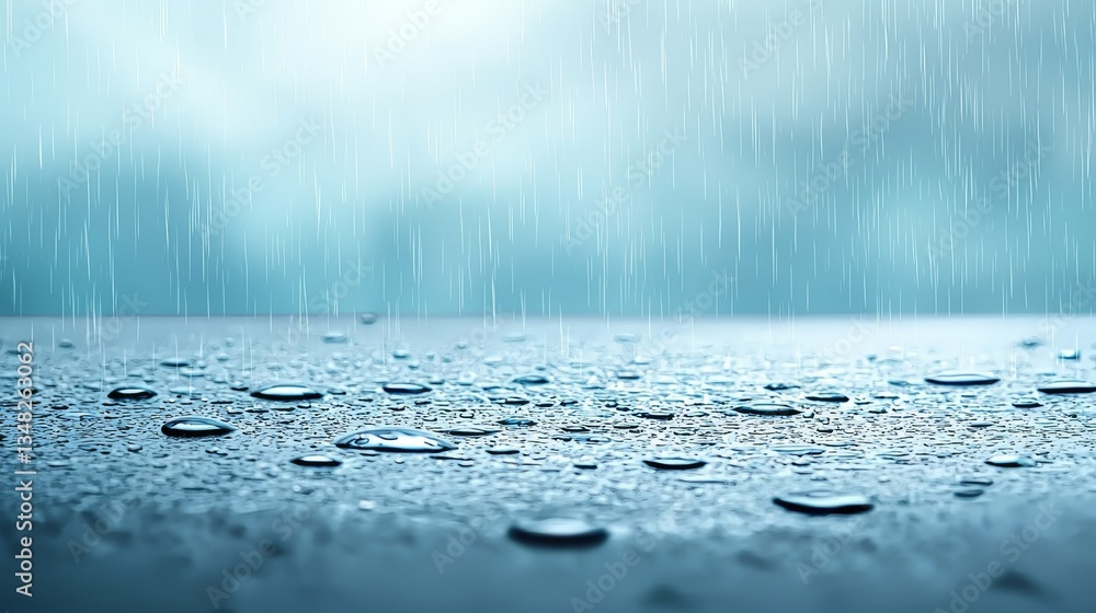Poster mesmerizing macro photography, raindrops on a wet surface reveal intricate patterns and textures