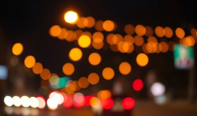 Warm glowing city lights blur beautifully at night. AI Generated
