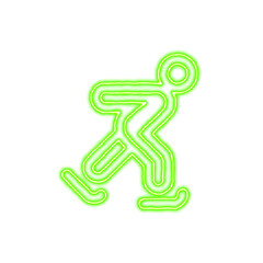 Icon skating from the flow of energy of green color. Shimmering neon