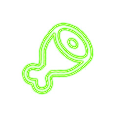 Icon meat from the flow of energy of green color. Shimmering neon
