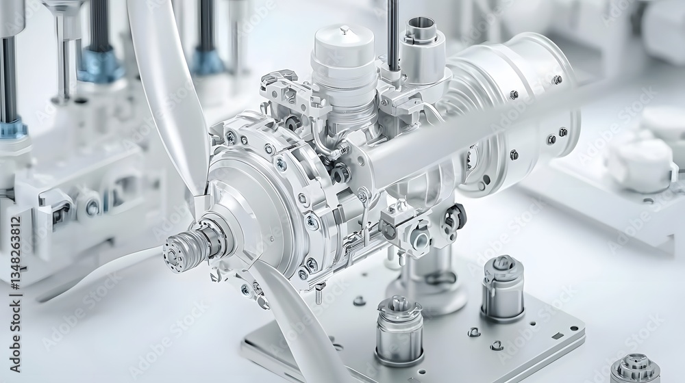 Leinwandbilder a close up view of a complex industrial with intricate gears metallic components and a turbine like 