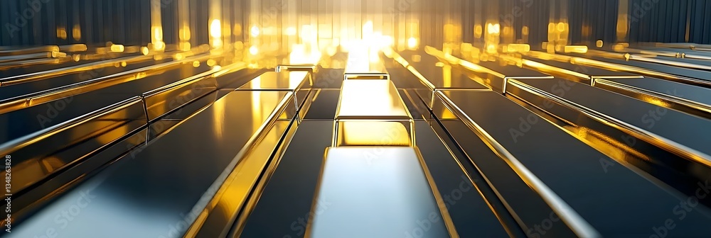 Leinwandbilder a close up view of precisely aligned gold bars creating a stunning minimalist composition with refle