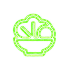 Icon salad from the flow of energy of green color. Shimmering neon