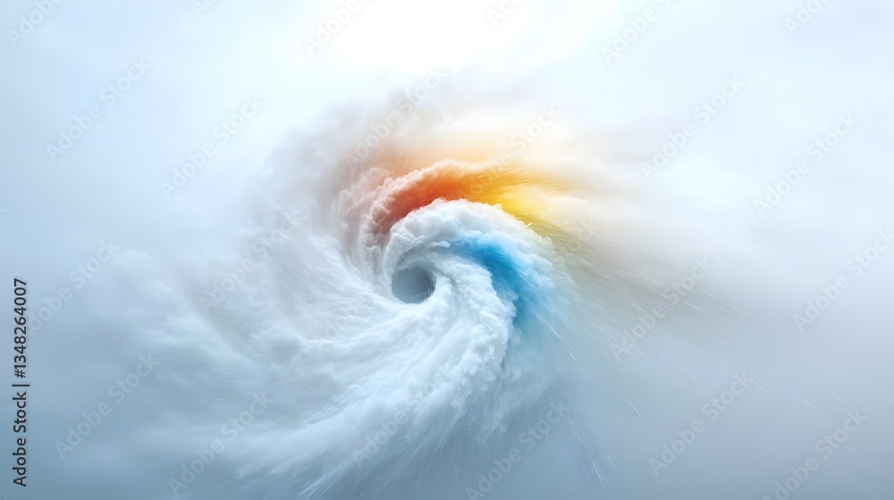 Poster a colorful swirling vortex like pattern depicting the intensity levels of a powerful storm as analyz