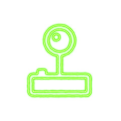 Icon joystick from the flow of energy of green color. Shimmering neon