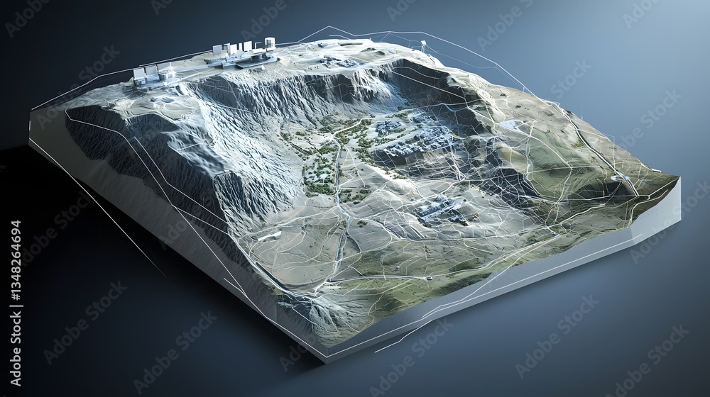 Poster a detailed 3d visualization of earth s terrain using satellite based lidar technology to generate a 