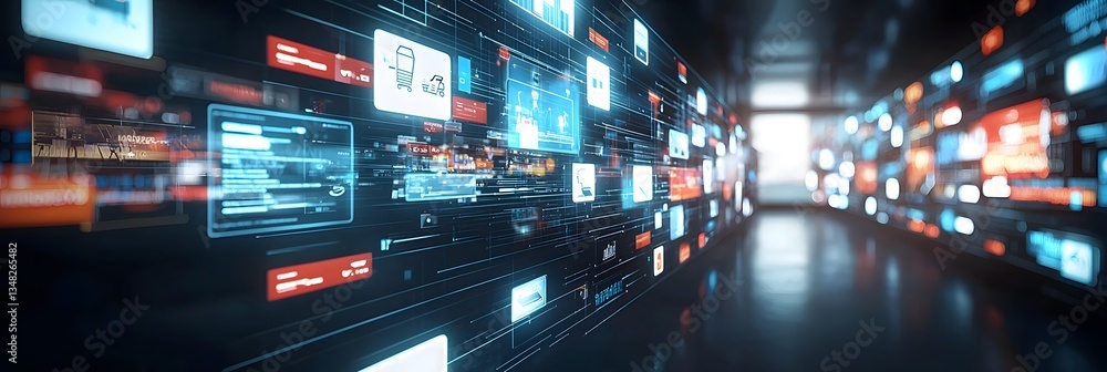 Leinwandbilder a dynamic high tech display showcasing the futuristic holographic interface of a cutting edge online