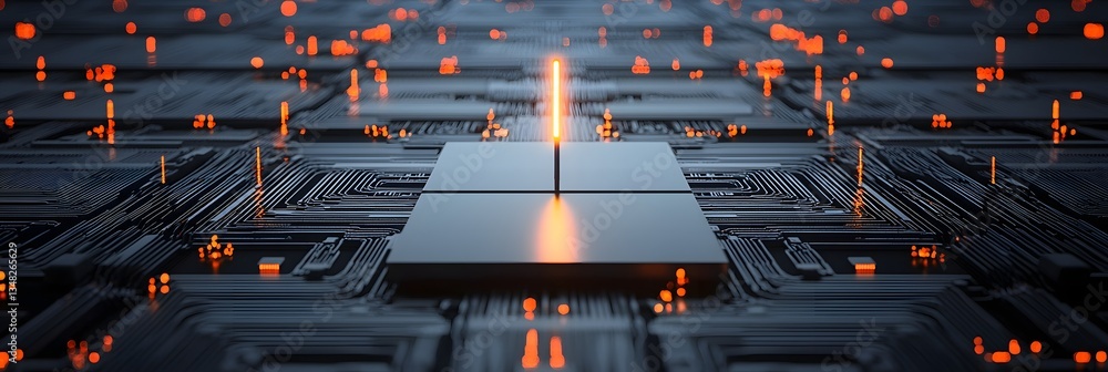 Aufkleber a futuristic and abstract digital landscape featuring a single glowing antenna transmitting signals 