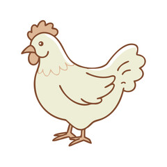 Icon of cute hen illustration in soft colors, minimalistic design, copy space