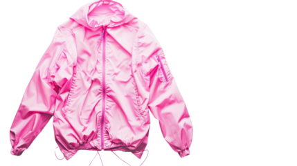 Pink windbreaker jacket isolated on transparent background