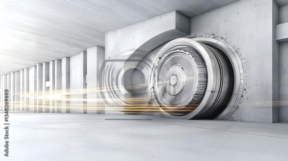 Aufkleber A high tech vault door swiftly closing with a blurred motion inspired effect showcasing its speed and power in a futuristic secure environment