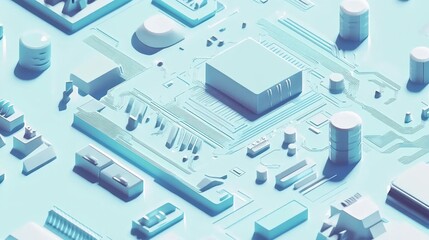 Abstract Circuit Board Design, Pastel Hues