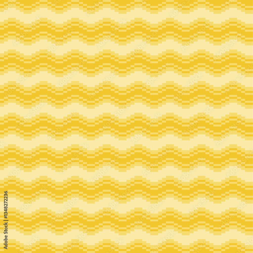 Aufkleber pixel flat yellow fuzzy waves in horizontal pattern background