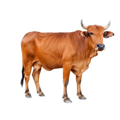 Brown Cow Standing on White Background
