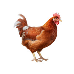 Fototapeta premium Brown hen standing on a transparent background