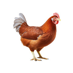 Brown hen standing on a transparent background