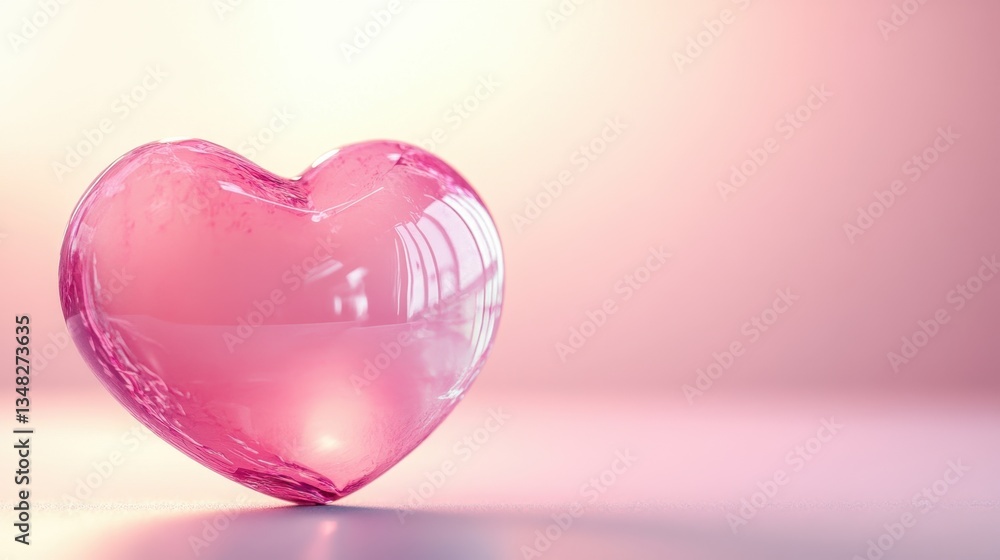 Poster captivating pink heart-shaped object with a soft glow on a subtle gradient background