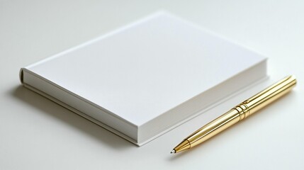 Blank Notebook and Gold Pen
