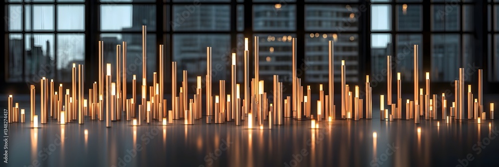 Poster a striking abstract representation of financial data and market trends featuring a dynamic 3d candle