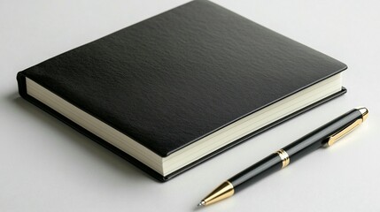 Black Notebook and Pen