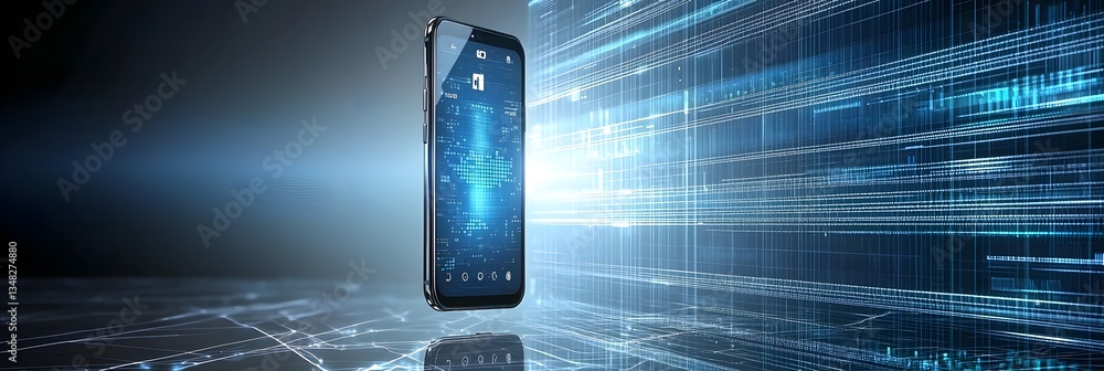 Aufkleber a stylish and futuristic smartphone interface superimposed on a vibrant data driven digital matrix r
