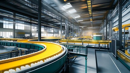 Fototapeta premium Modern Factory Interior: Automated Production Line