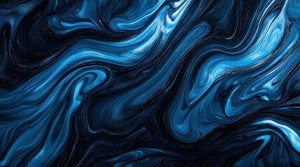 Obraz premium Abstract Blue Swirls: A mesmerizing fluid art piece showcasing deep blues and blacks, creating a dynamic and elegant visual experience.