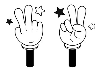 かわいいキャラクター風の手のイラスト　指を二本立てたチョキのポーズ