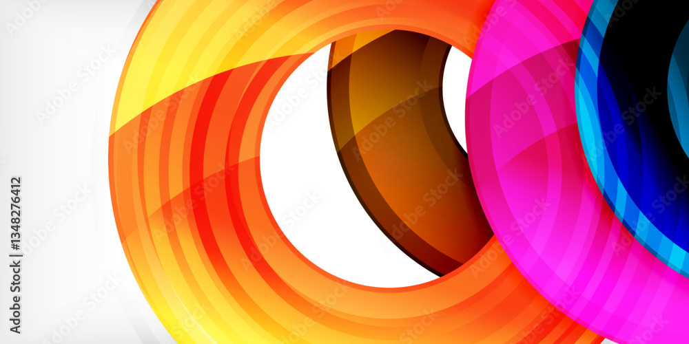 Poster Bright colorful circles with light effects. Abstract background