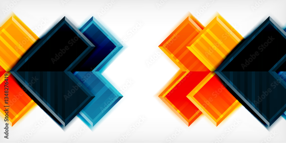 Aufkleber Arrow symbols created with 3d effects and line texture geometric abstract background