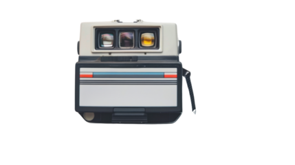 Vintage instant camera isolated on transparent background, ready for your designs