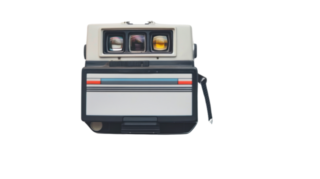 Vintage instant camera isolated on transparent background, ready for your designs