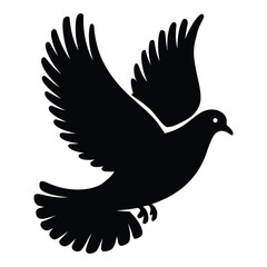 Fototapeta premium Dove Silhouette, Vector, Icon, Logo, White Background.