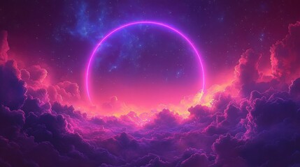 Neon Circle Above Clouds